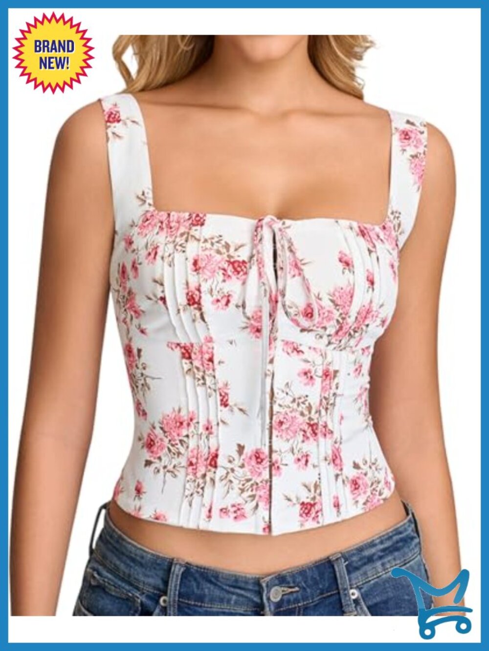 KUTUMAI Floral Corset Top Tie Bustier Y2K Going Out Crop Top Lace Up